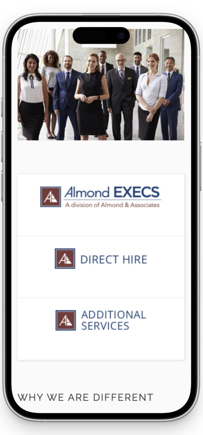 Almond & Associates Website Branding mobile view 1