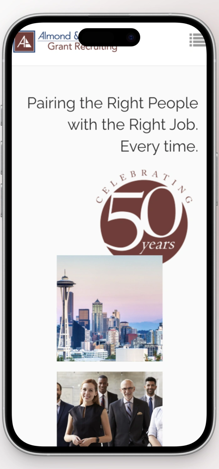 Almond & Associates Website Branding mobile view 2