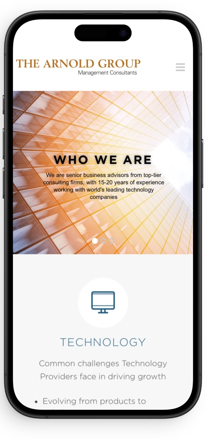 The Arnold Group Business Website mobile view 2